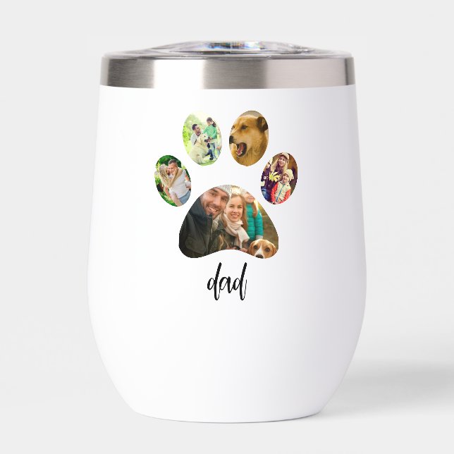 Vatertag Hund Vater | 5 Paw Print Foto Collage (Vorderseite)