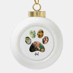 Vatertag Hund Vater 5 Paw Print Foto Collage Keramik Kugel-Ornament