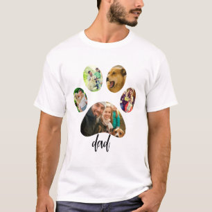 Vatertag Hund Vater 5 Paw Print Foto Collage T-Shirt