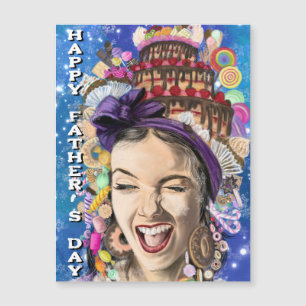 Vatertag Kartenmagnet mit Happy Woman - Funny Magnetkarte