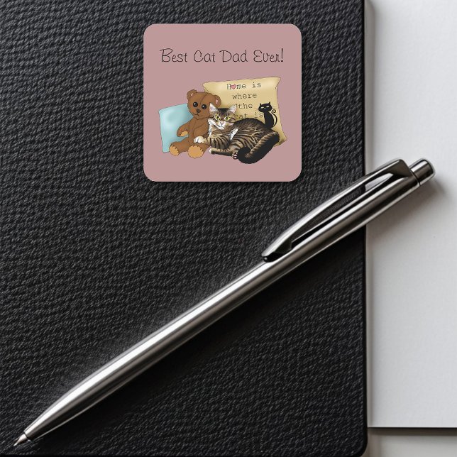 Vatertag Katze Quadratischer Aufkleber (Von Creator hochgeladen)