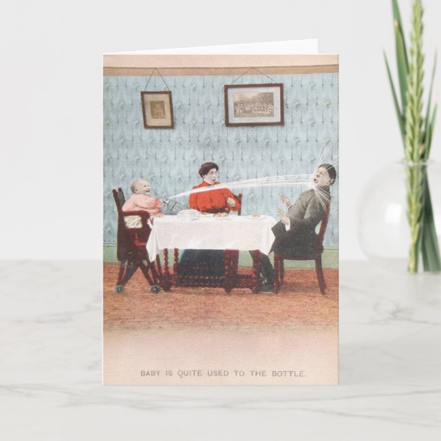 Vatertag lustige Babyseltzer-Flaschen-der Vintage Karte (Vorderseite)