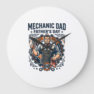 Vatertag Mechaniker Vater Shirt Lustig Arbeitender Große Wanduhr