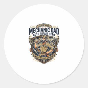 Vatertag Mechaniker Vater Shirt Lustig Arbeitender Runder Aufkleber