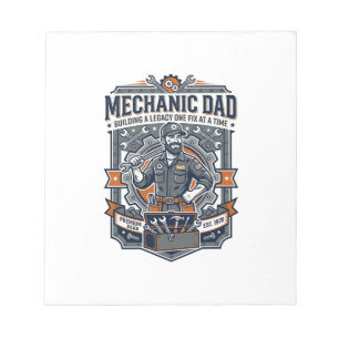 Vatertag Mechaniker Vater Shirt Lustiges Arbeitend Notizblock