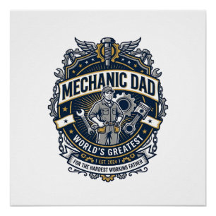 Vatertag Mechaniker Vater Shirt Lustiges Arbeitend Poster
