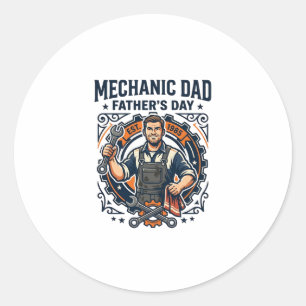 Vatertag Mechaniker Vater Shirt Lustiges Arbeitend Runder Aufkleber