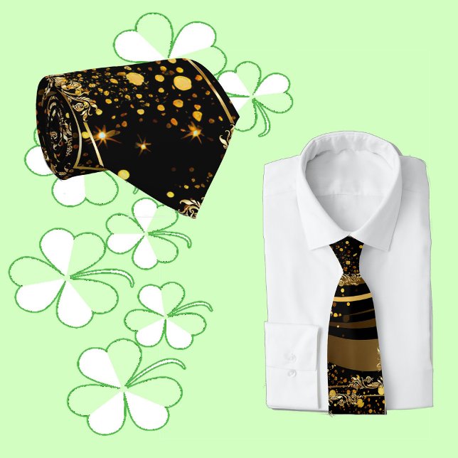 Vatertag Moderne Kalligraphie Wirbel Schwarz Krawatte (Fathers Day Modern Calligraphy Leafy Swirls Black Neck Tie)