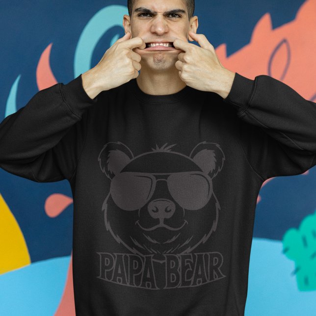 Vatertag | PaPa Bär | Black on Black Modern Sweatshirt (Von Creator hochgeladen)