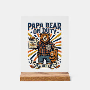 Vatertag Papa Bär Im Dienst Shirt Lustiges Tier Da Acrylschild