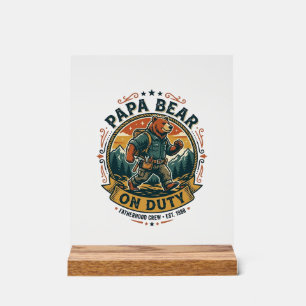 Vatertag Papa Bär Im Dienst Shirt Lustiges Tier Da Acrylschild