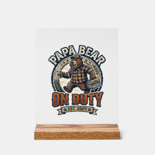 Vatertag Papa Bär Im Dienst Shirt Lustiges Tier Da Acrylschild