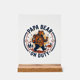 Vatertag Papa Bär Im Dienst Shirt Lustiges Tier Da Acrylschild
