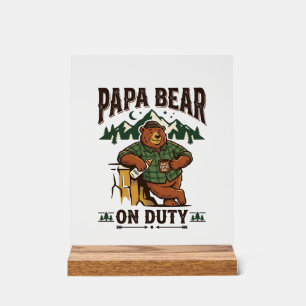 Vatertag Papa Bär Im Dienst Shirt Lustiges Tier Da Acrylschild