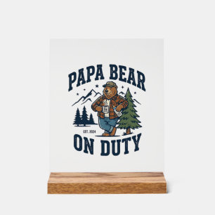Vatertag Papa Bär Im Dienst Shirt Lustiges Tier Da Acrylschild