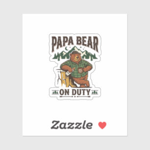Vatertag Papa Bär Im Dienst Shirt Lustiges Tier Da Aufkleber