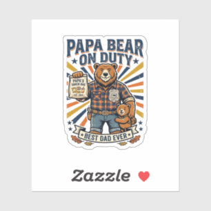 Vatertag Papa Bär Im Dienst Shirt Lustiges Tier Da Aufkleber