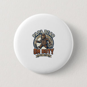 Vatertag Papa Bär Im Dienst Shirt Lustiges Tier Da Button