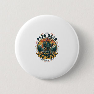 Vatertag Papa Bär Im Dienst Shirt Lustiges Tier Da Button