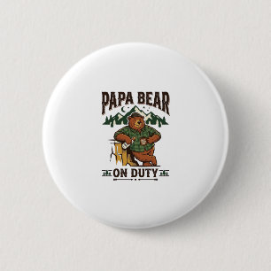 Vatertag Papa Bär Im Dienst Shirt Lustiges Tier Da Button