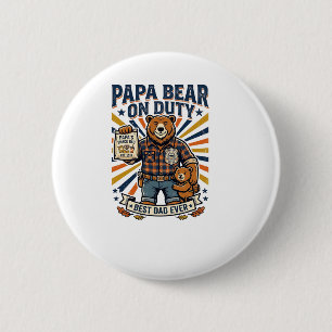 Vatertag Papa Bär Im Dienst Shirt Lustiges Tier Da Button