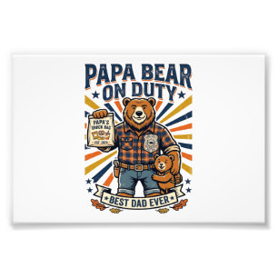 Vatertag Papa Bär Im Dienst Shirt Lustiges Tier Da Fotodruck