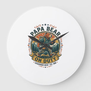 Vatertag Papa Bär Im Dienst Shirt Lustiges Tier Da Große Wanduhr