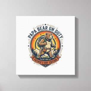Vatertag Papa Bär Im Dienst Shirt Lustiges Tier Da Leinwanddruck