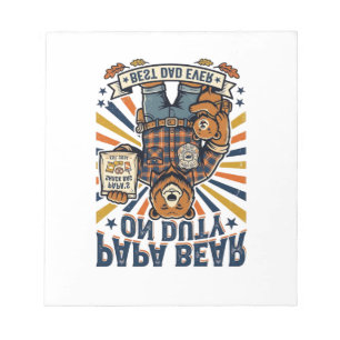 Vatertag Papa Bär Im Dienst Shirt Lustiges Tier Da Notizblock