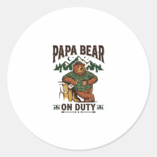 Vatertag Papa Bär Im Dienst Shirt Lustiges Tier Da Runder Aufkleber