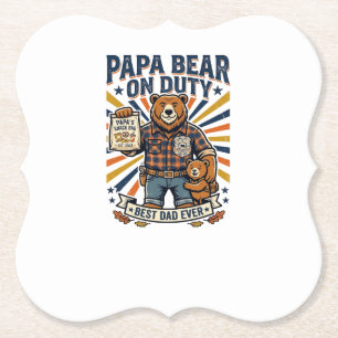 Vatertag Papa Bär Im Dienst Shirt Lustiges Tier Da Untersetzer