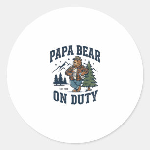 Vatertag Papa Bär Im Dienst Shirt Lustiges Tier Va Runder Aufkleber