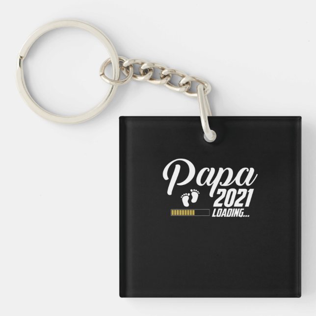 Vatertag | Papa Loading 2021 Erster Vater Schlüsselanhänger (Vorderseite)