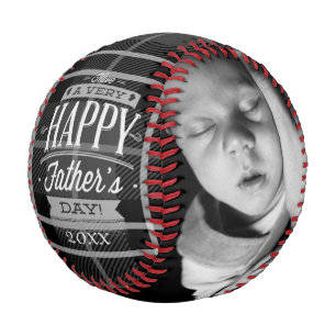 Vatertag Personalisiert (schwarz Kariert) Baseball