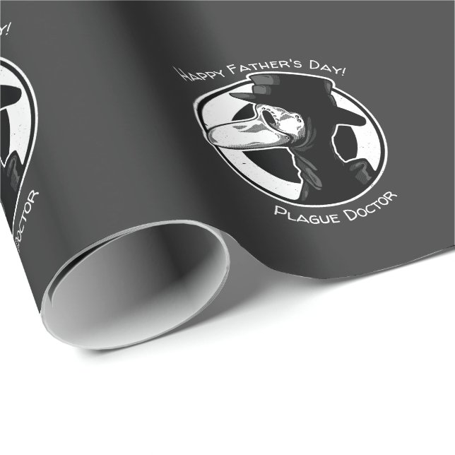 Vatertag Pest Ärztin Vogelmaske B/W Steampunk Geschenkpapier (Rolleneckpunkt)