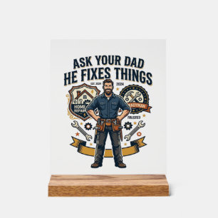 Vatertag Reparatur Papa T-Shirt Frag Deinen Papa E Acrylschild