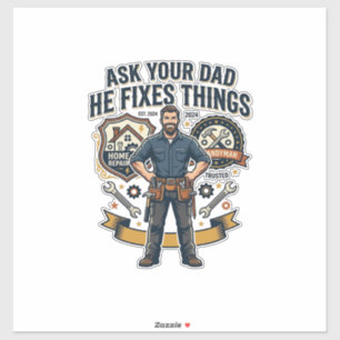 Vatertag Reparatur Papa T-Shirt Frag Deinen Papa E Aufkleber