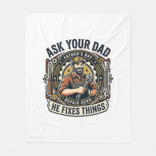 Vatertag Reparatur Papa T-Shirt Frag Deinen Papa E Fleecedecke