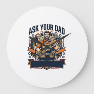 Vatertag Reparatur Papa T-Shirt Frag Deinen Papa E Große Wanduhr
