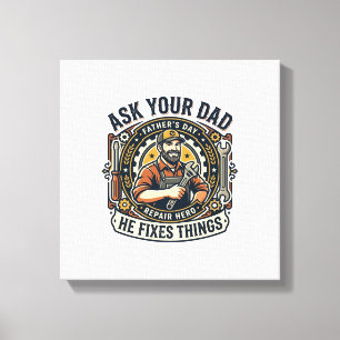 Vatertag Reparatur Papa T-Shirt Frag Deinen Papa E Leinwanddruck