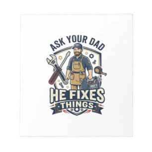 Vatertag Reparatur Papa T-Shirt Frag Deinen Papa E Notizblock