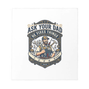 Vatertag Reparatur Papa T-Shirt Frag Deinen Papa E Notizblock
