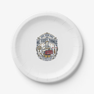 Vatertag Reparatur Papa T-Shirt Frag Deinen Papa E Pappteller