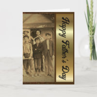 Vatertag Retro 1920 Braun- und Goldfaltkarte