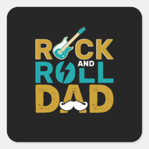 Vatertag Rock and Roll Vater Quadratischer Aufkleber