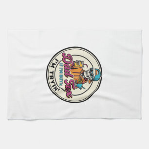 Vatertag Skelett Fast Food Humor T-Shirt Design_1 Geschirrtuch