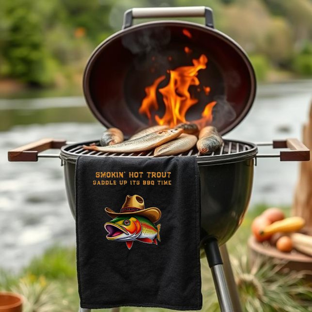 Vätertag Sonnenfisch mit Cowboy-Hut Geschirrtuch (Funny Gift for Him-Fathers Day Gift-Fish Wearing a Cowboy Hat-Fisherman Core-Gifts for Him-Trout)