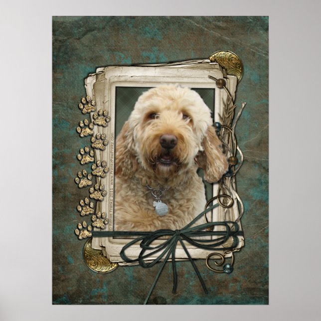 Vatertag - Steinpfähle - Golden Doodle Poster (Vorne)