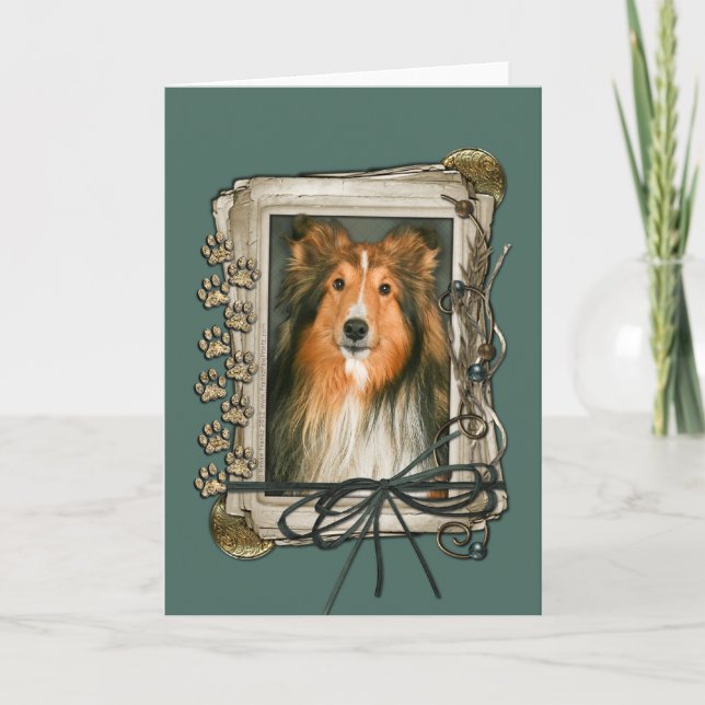 Vatertag - Steinpfähle - Sheltie Karte (Vorderseite)