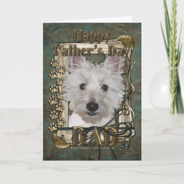 Vatertag - Steinpfähle - West Highland Terrier Karte (Vorderseite)